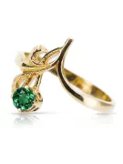 خاتم الزمرد 14 كارت من الذهب الأصفر أسلوب فينتاج vrc095y